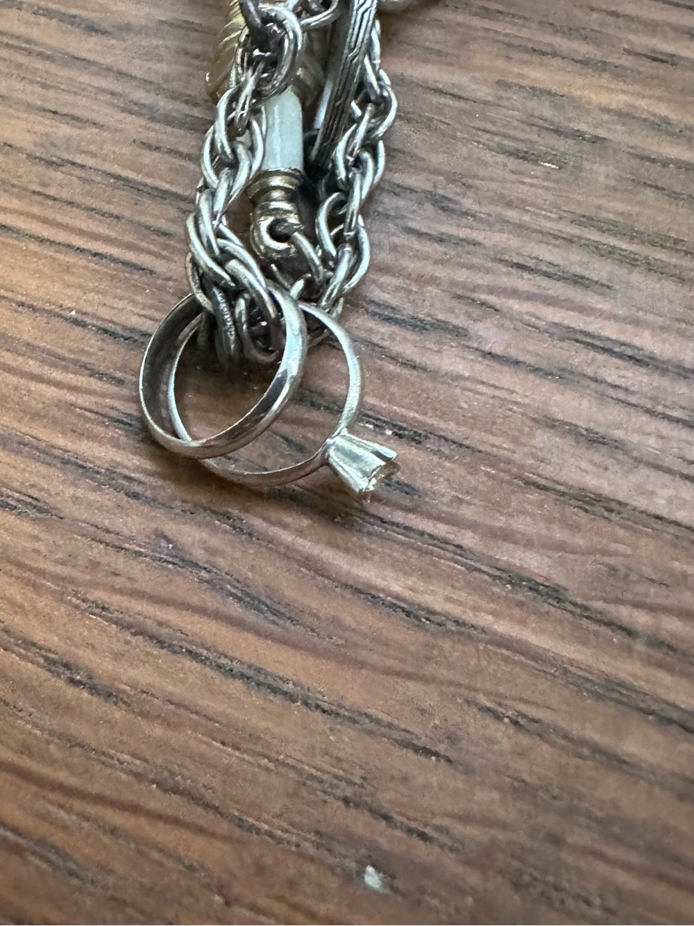 Vintage 1960s silver diamond ring charm for charm bracelet